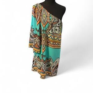 Carolina Williamson multicolored one shoulder dress Size Large